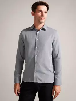 Рубашка Crotone с длинным рукавом и узором елочка Ted Baker, светло-серый