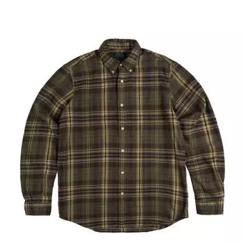 Рубашка custom fit plaid brushed flannel shirt Polo Ralph Lauren, зеленый