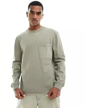 Рубашка цвета хаки с длинными рукавами River Island