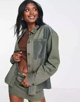 Рубашка цвета хаки с лоскутным шнуром ASOS