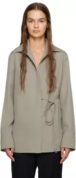 Рубашка цвета хаки с запахом Jil Sander