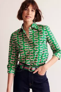 Рубашка цвета Сиенна из 100% хлопка Boden, зеленый