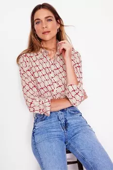 Рубашка цвета Сиенна из 100% хлопка Boden, красный