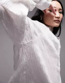 Рубашка цвета слоновой кости с жатым фактурным карманом Topshop