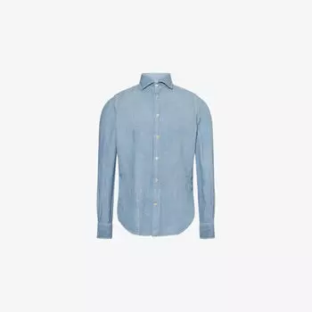 Рубашка Dandy Eleventy из льна с классическим воротником, голубой