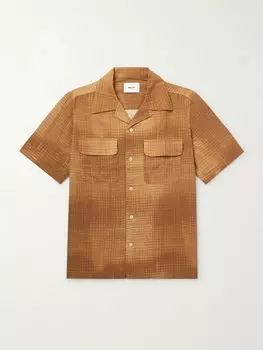 Рубашка Daniel в клетку из смеси льна и органического хлопка с воротником-трансформером NN07, коричневый