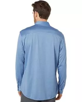 Рубашка David Donahue Fusion Knit Shirt, цвет Navy/Sky
