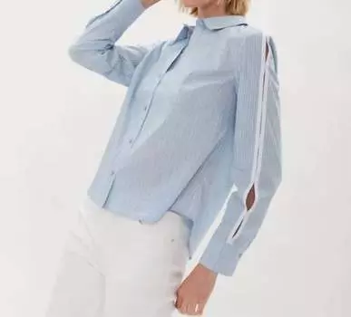 Рубашка Davis с твиловой тесьмой в синюю полоску Ecru