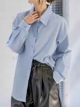 Рубашка Dazy-Less, пуговицы спереди, заниженная линия плеча Dazy, синий