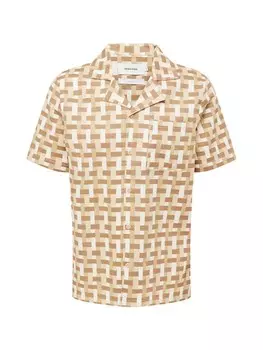 Рубашка DEDICATED. Comfort fit Button Up, цвет Brown/Cappuccino