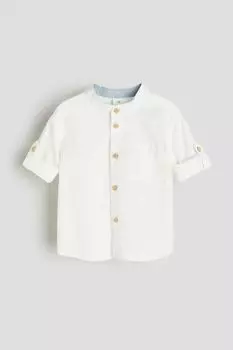 Рубашка «дедушка» из хлопка H&M, белый