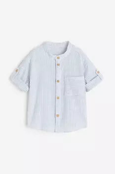 Рубашка «дедушка» из хлопка H&M, синий