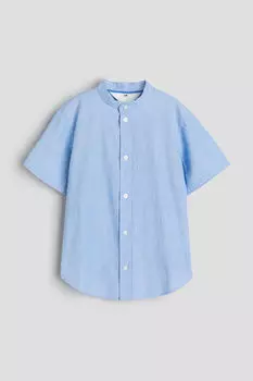 Рубашка «дедушка» из хлопка H&M, синий
