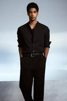 Рубашка дедушки обычного кроя H&M, черный