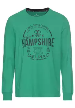 Рубашка DELMAO с длинными рукавами и современным принтом - НОВАЯ КОЛЛЕКЦИЯ, зеленый