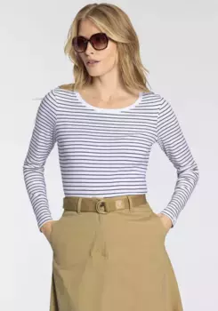 Рубашка DELMAO с длинными рукавами, в классическую полоску, синий