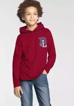 Рубашка DELMAO с капюшоном "для мальчиков" с надписью на капюшоне. НОВЫЙ БРЕНД, красный