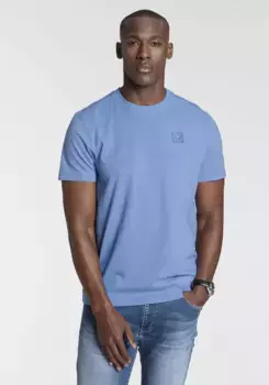 Рубашка DELMAO с круглым вырезом и модной биркой на груди - НОВЫЙ БРЕНД!, джинсовый