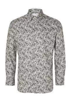 Рубашка деловая, Кент, с цветочным принтом, рукав 1/1, мужская SELECTED, цвет Bright