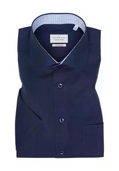 Рубашка деловая, комфортная посадка, короткие рукава, воротник Кент, мужская ETERNA, цвет Marine