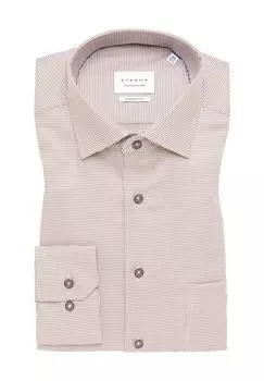 Рубашка деловая, комфортного кроя, рукав 1/1, воротник Кент, мужская ETERNA, темно-коричневый