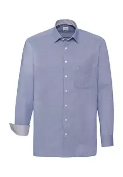 Рубашка деловая, комфортного кроя, в клетку, без складок, мужская OLYMP, цвет Royal