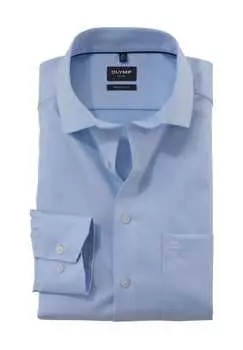 Рубашка деловая "Люксор" современный крой длинный рукав воротник Кент Olymp, синий