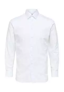 Рубашка деловая облегающая с воротником Кент хлопок Selected, белый