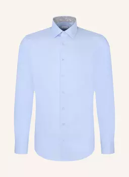 Рубашка деловая облегающая Seidensticker, голубой