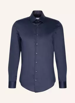 Рубашка деловая облегающая Seidensticker, синий