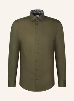 Рубашка деловая облегающая Seidensticker, зеленый