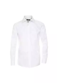 Рубашка деловая очень короткий рукав 58 см однотонная комфортный крой Casamoda, белый