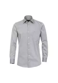 Рубашка деловая очень короткий рукав 58 см однотонная комфортный крой Casamoda, серый
