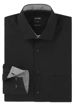 Рубашка деловая OLYMP "Luxor Modern Fit", с нормальной длиной рукава, цвет Schwarz-Kontrastfarbene Details