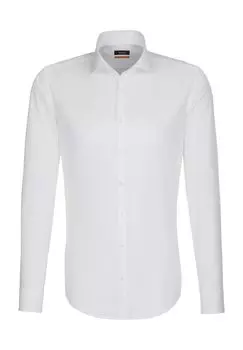 Рубашка деловая, приталенного кроя, воротник Кент, мужская seidensticker, белый