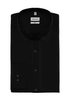 Рубашка деловая, приталенного кроя, воротник Кент, мужская Seidensticker, цвет 39 Black