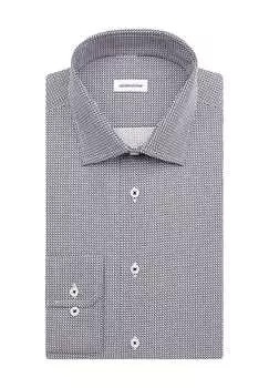 Рубашка деловая, приталенного кроя, воротник Кент, рукав 1/1, мужская seidensticker, темно-синий