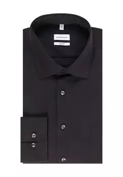 Рубашка деловая Smart Essentials, фасонный крой, рукав 1/1, без глажки, мужская seidensticker, черный