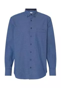 Рубашка деловая, современный крой, воротник на пуговицах, мужская ETERNA, синий