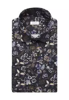 Рубашка деловая, стандартного кроя, длинные рукава, воротник Кент, мужская seidensticker, темно-синий