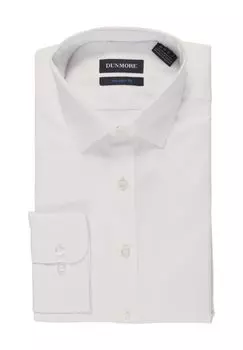 Рубашка деловая, воротник Кент, современный крой, добби, без глажки, мужская Dunmore, белый