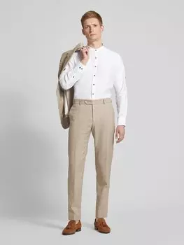 Рубашка делового покроя из льняной смеси с воротником-стойкой ETERNA, белый