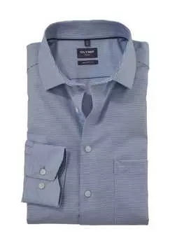 Рубашка делового покроя с длинным рукавом и воротником-стойкой Kent Olymp, синий