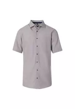 Рубашка делового покроя с коротким рукавом и принтом современный крой Venti, бежевый