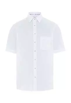 Рубашка делового покроя с коротким рукавом и воротником-стойкой Eterna, белый