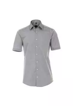 Рубашка делового покроя с коротким рукавом однотонная современный крой Venti, серый