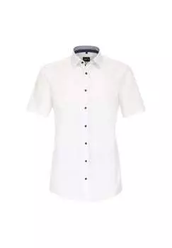 Рубашка делового покроя с коротким рукавом однотонная современный крой Venti, белый