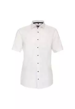 Рубашка делового покроя с коротким рукавом однотонная современный крой Venti, белый