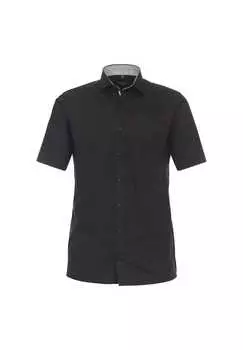 Рубашка делового покроя с коротким рукавом однотонная современный крой Casamoda, черный