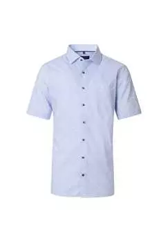 Рубашка делового покроя с коротким рукавом в полоску современный крой Casamoda, голубой